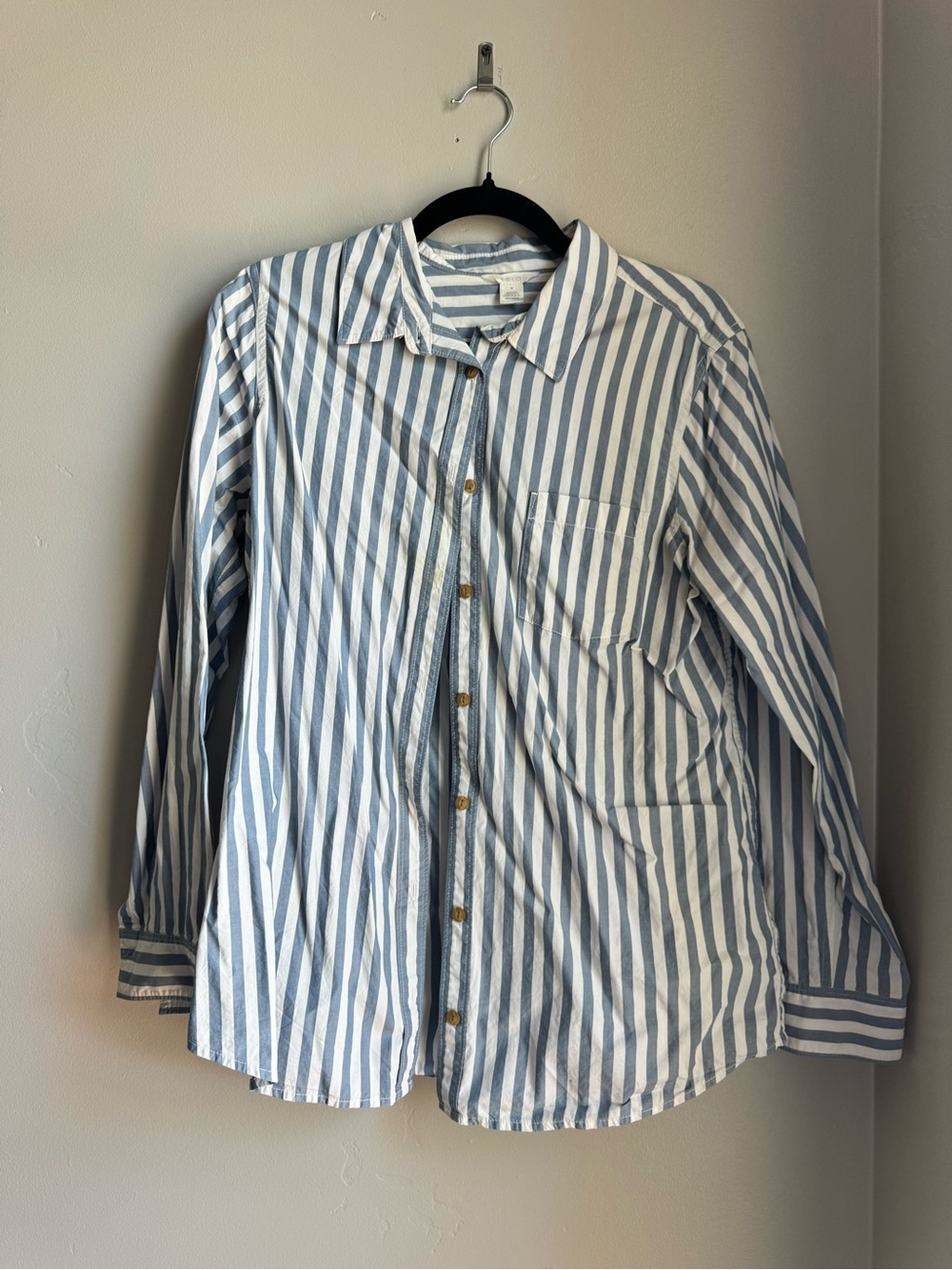 Caslon Striped Button Down Shirt Coastal Hamptons Clean Girl M Euro Summer